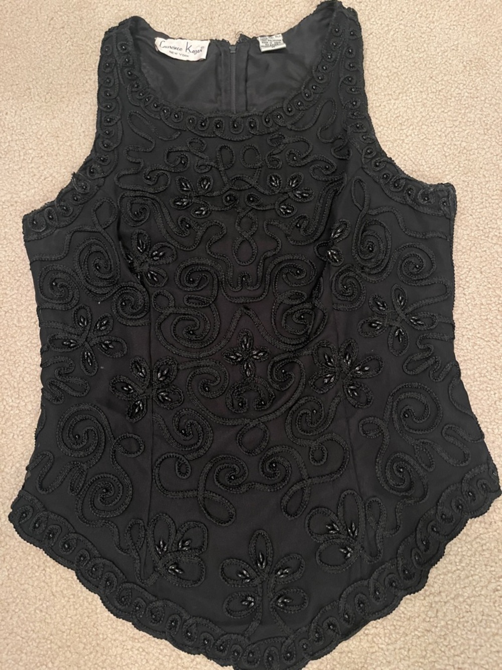 Beaded and Embroidered Silk Tank by Laurence Kazar
